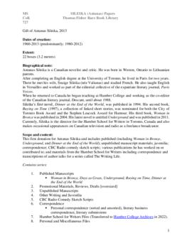 Antanas Sileika Papers
