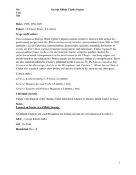 George Elliott Clarke Papers