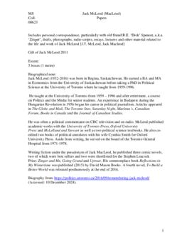 Jack McLeod Papers