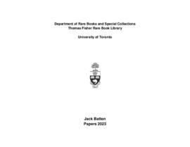 Jack Batten Papers