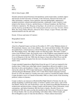 Afua Cooper Papers