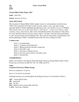 George Elliott Clarke Papers