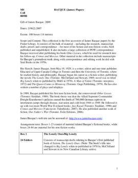 James Bacque Papers