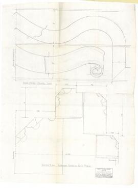 Interior door, east porch, plan and elevation of head, Chapel side. - 15 March 1954 (308B)