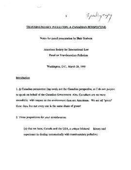 Transboundary Pollution: a Canadian Perspective