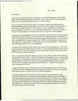 Security – External: Penkovsky- VanVliet-Beeby incident