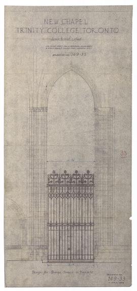 New Chapel: design for bronze screen in transept (two copies) (149-33)