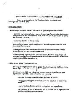 The Global Environment and National Security