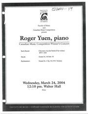 Roger Yuen, piano : Canadian music competition winner's concert