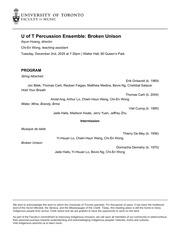 U of T Percussion Ensemble : broken unison