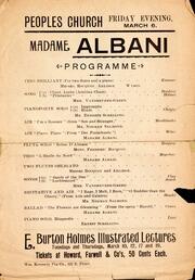 People's Church : Madame Albani programme