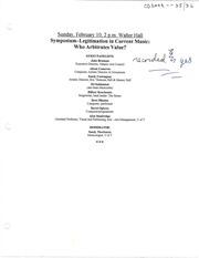 New music festival : symposium : legitimation in current music : who arbitrates value?