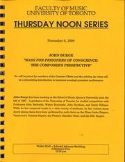 John Burge : Mass for prisoners of conscience : the composer's perspective