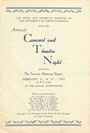 The Music and Dramatic Societies of the University of Toronto Schools present the annual concert and theatre night