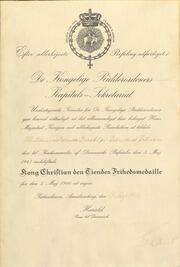 Kong Christien den Tiendes Frihedsmedaille = King Christian X's Medal of Freedom