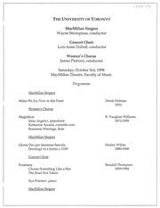 MacMillan Singers, Concert Choir, Women's Chorus