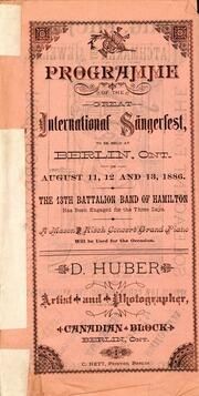 Programme of the great international Sängerfest to be held at Berlin, Ont.