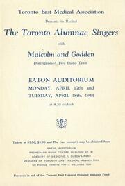 The Toronto East Medical Association presents in recital : the Bell Singers and Malcolm and Godden