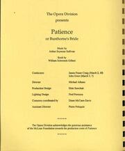 Patience / Sir Arthur Sullivan and W.S. Gilbert