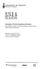 Orchestra : University of Toronto symphony orchestra