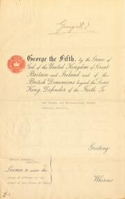 Licence to wear the Cross of Officer of the Order of the Crown of Italy