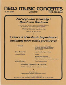 The legendary Sorabji : Monstrum Musicum ; Three world premieres : [flyer]