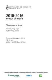 Timothy Ying, violin ; Lydia Wong, piano