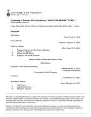 University of Toronto Wind Symphony : What dreams may come…
