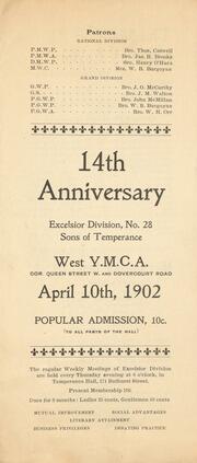 14th anniversary Excelsior Division, no. 28, Sons of Temperance : [program]