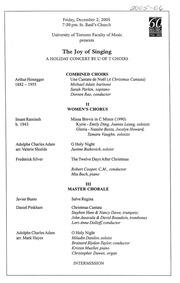 The Joy of singing : a holiday concert by U of T choirs