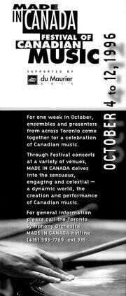 Made in Canada festival of Canadian music : [flyer]