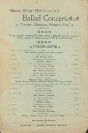 Massey Music Hall : ballad concert : [program]
