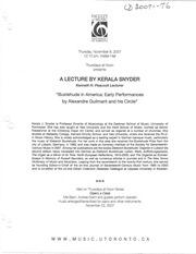 Buxtehude in America : early performances by Alexandre Guilmant and his circle : a lecture by Kerala Snyder