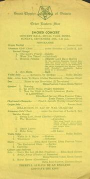 Grand Chapter of Ontario, Order Eastern Star : Sacred concert