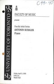 Faculty artists series : Kubalek recital