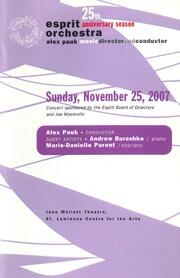 Concert [with Andrew Burashko, piano and Marie-Danielle Parent, soprano : program]