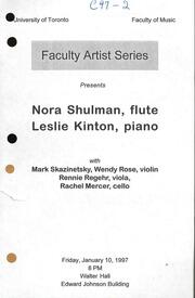Nora Shulman, flute ; Leslie Kinton, piano