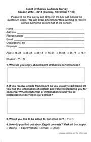 Esprit Orchestra audience survey