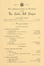 The Optimist Club of Hamilton presents the Leslie Bell Singers