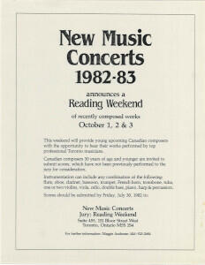 Reading weekend of recently composed works : [flyer]