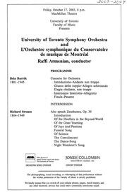 University of Toronto Symphony Orchestra and L'Orchestre symphonique du Conservatoire de musique de Montréal