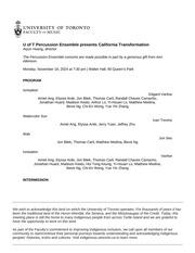 U of T Percussion Ensemble presents : California transformation
