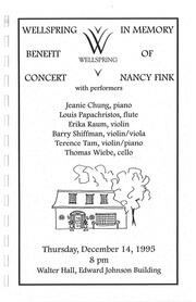 Wellspring benefit concert in memory of Nancy Fink