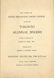 The Choir of North Broadview United Church presents the Toronto Alumnae Singers