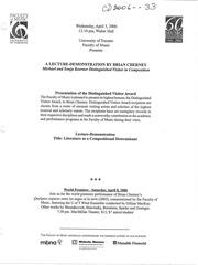 Literature as a compositional determinant : a lecture-demonstration by Brian Cherney