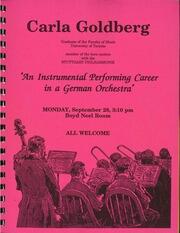 Carla Goldberg : an instrumental performing career in a German orchestra