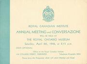 Royal Canadian Institute annual meeting and conversazione