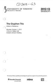 Monday evening concerts : the Gryphon Trio