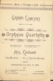 Grand concert by the Orpheus Quartette : New Orange Hall : [program]