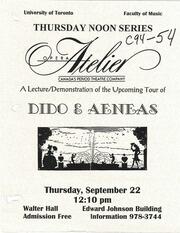 Opera Atelier : A lecture demonstration of the upcoming tour of Dido and Aeneas